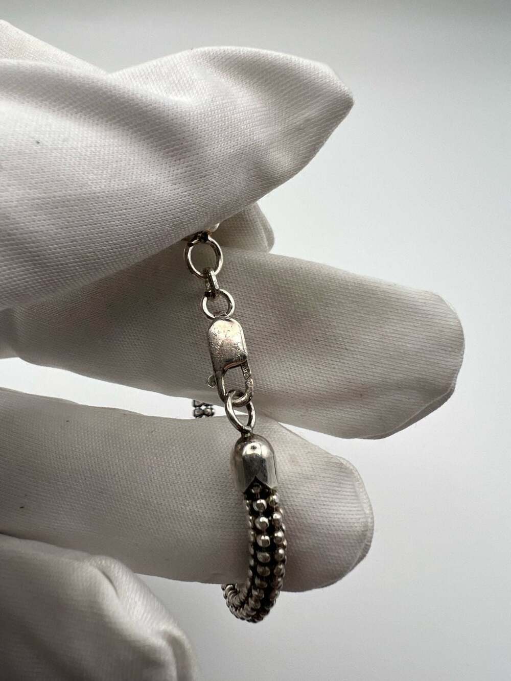 KC Italy 925 Sterling Silver Beaded Mesh Bracelet 7 Inch - Picture 5 of 11